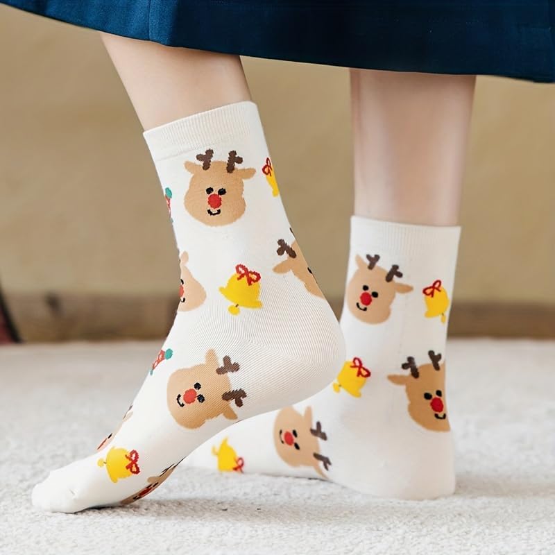 Skiennix Funny Socks - Cozy Novelty Santa Design for Women & Men | 4 Pairs