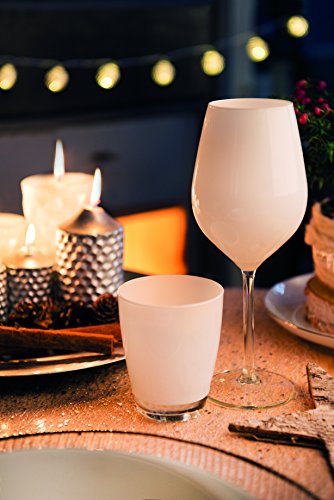Excelsa Happy Color Pack 2 White Glasses, 300ml Drinking Glasses, Dishwasher Safe