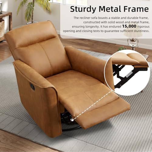Swivel Rocker Recliner Chair, 360° Glider Nursing Chair with Leathaire