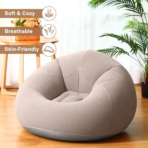 6-Piece Inflatable Bean Bag Chair Set with Electric Pump for Camping