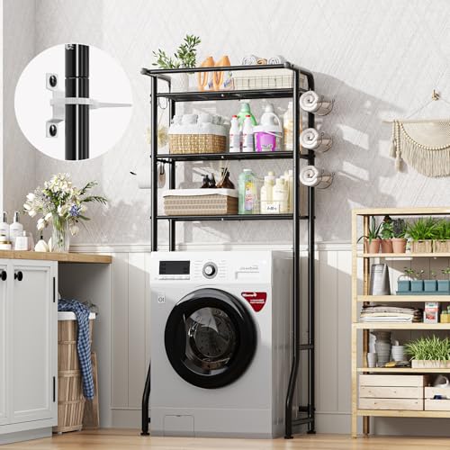 Over The Toilet Storage Cabinet - 3-Tier Metal Bathroom Shelf Organizer, Black
