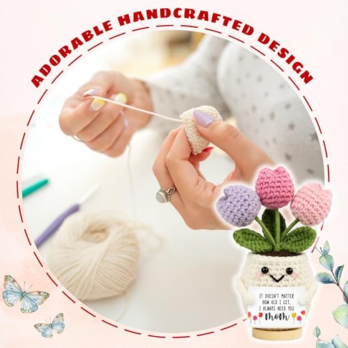 Hand-Knitted Crochet Tulip Flower Doll, Heartfelt Gift for Mom