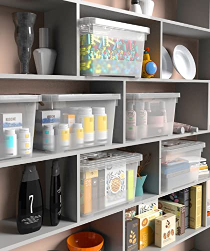 6-Pack Clear 7-Quart Plastic Storage Latch Box with Lid