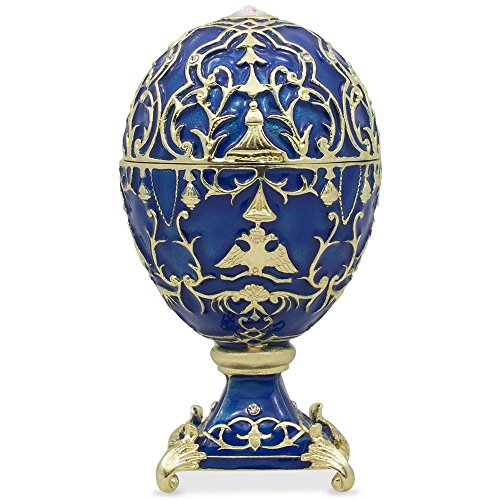 BestPysanky 1912 Tsarevich Royal Easter Egg Gold Plated Pewter Hand Painted Gift Box