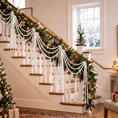 Kenning 4-Pack Christmas Pearl Garland for Tree & Holiday Decor