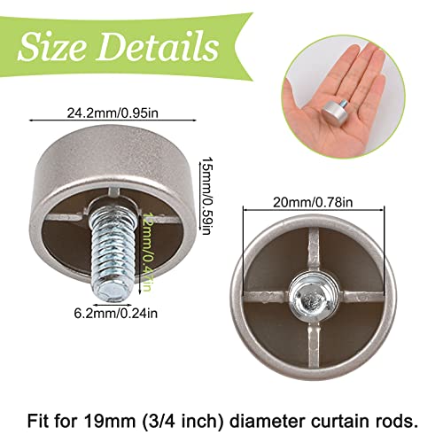 6Pcs Silver Curtain Rod Finials, Decorative Drapery Pole Ends for 3/4 Inch Rods