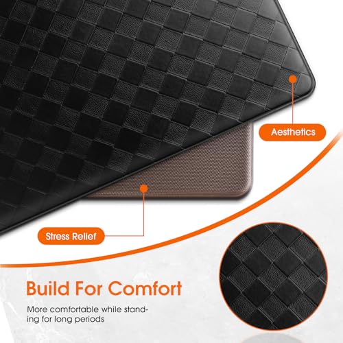 2-Piece Cushioned Anti-Fatigue Kitchen Mat Set, Non-Slip Waterproof Floor Mats