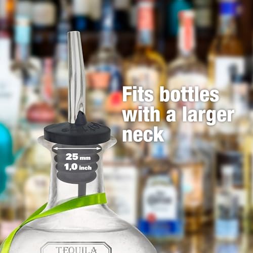 Esatto Oversized Cork Metal Liquor Pourers with Dust Caps V2 - 6 Pack
