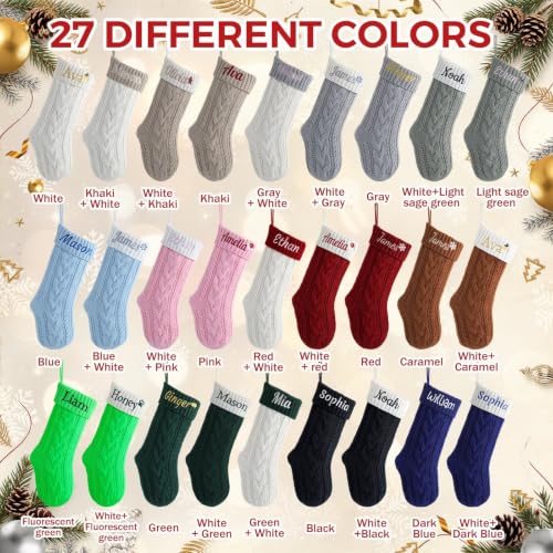 Personalized Embroidered Christmas Stocking - 18 Inch Large Cable Knit Stocking