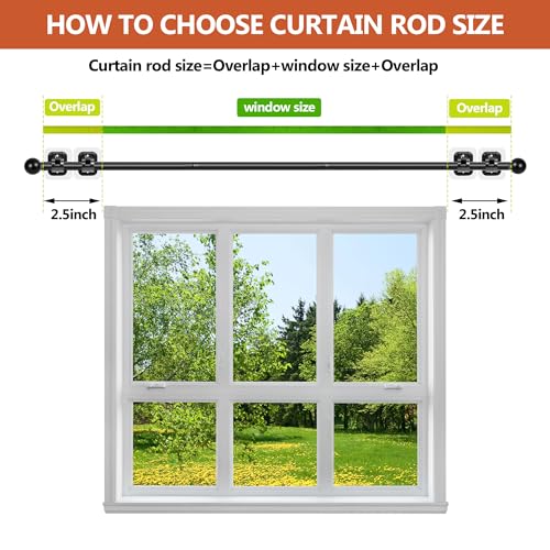 Adjustable Curtain Rod with No-Drill Adhesive Brackets, 16 to 48 Inch