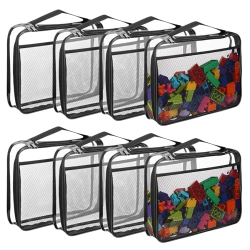 8-Pack Clear Toy Storage Bags with Handles, Waterproof PVC Organizer for Kids