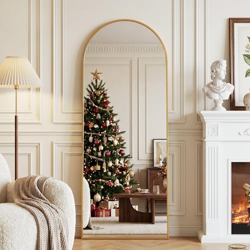59" x 18" Arched Full Length Floor Mirror, Shatter-Proof Standing Wall Mirror