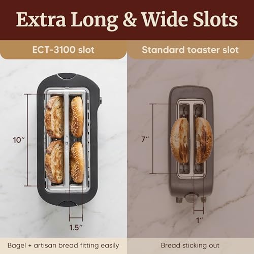 4-Slice Long Slot Stainless Steel Toaster with Built-In Warming Rack