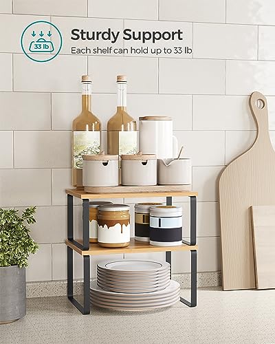 Stackable Kitchen Cabinet Shelf Risers - Set of 2 Countertop Spice Racks