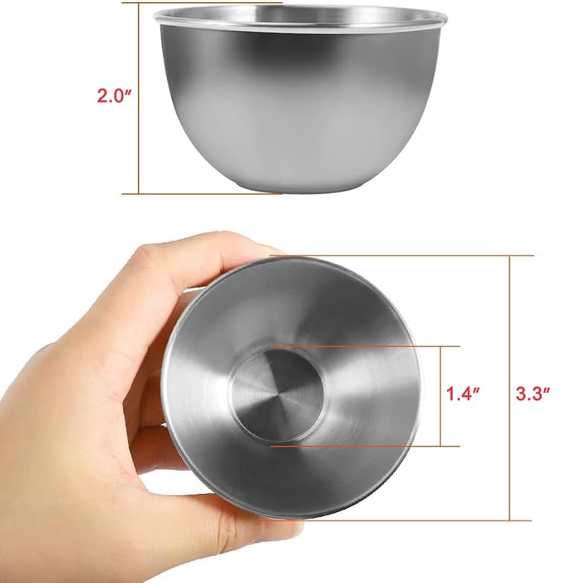 Amytalk 180ml Stainless Steel Sauce Dishes 10 Pack - Silver Mini Serving Bowls for Condiments & Appetizers