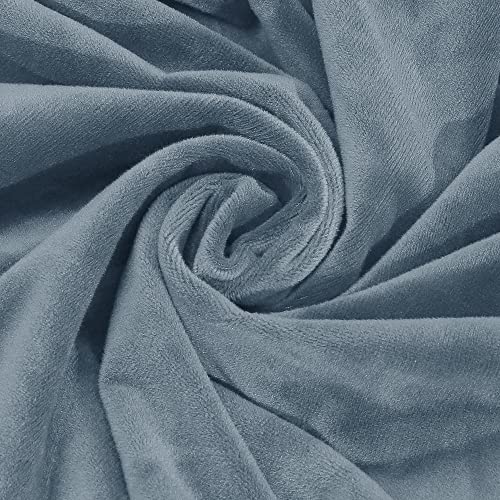 Stretch Velvet Ottoman Cover for Square Footstools - Gray Blue