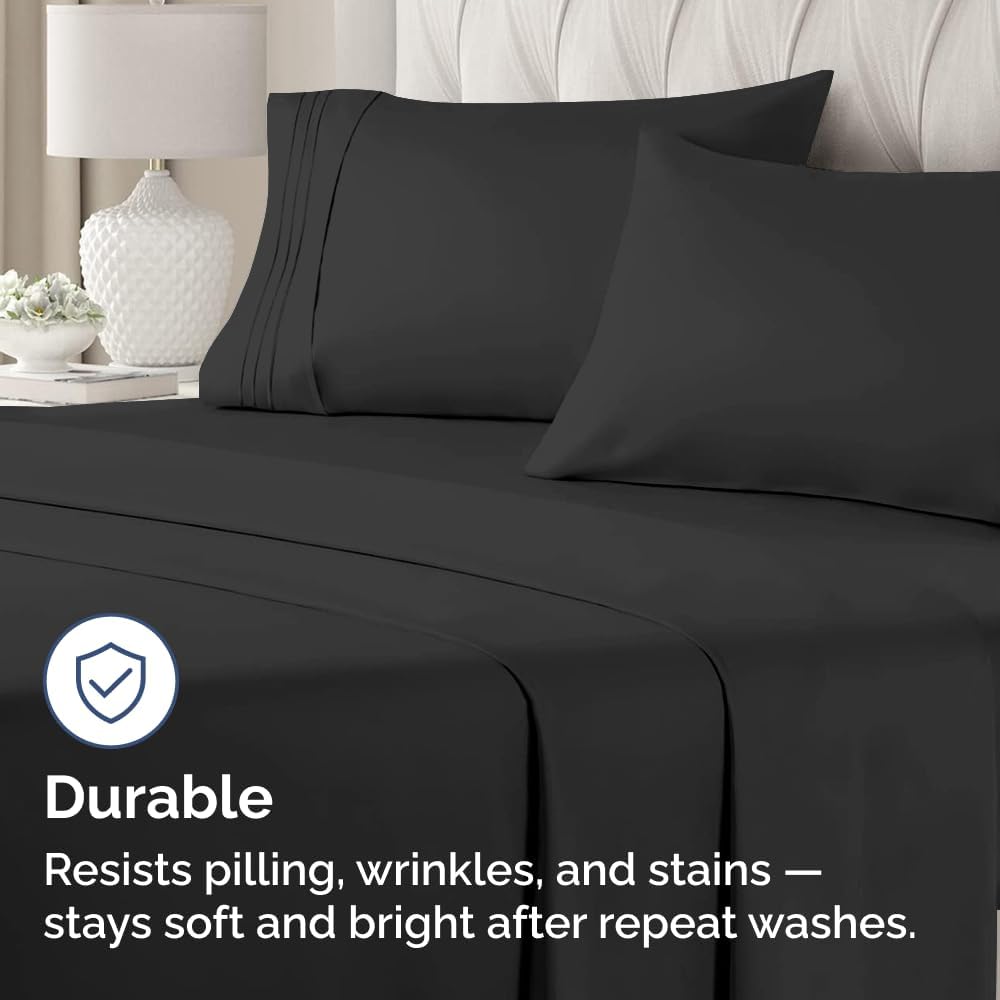 Skiennix Standard Pillow Cases Set of 4 | Ultra Soft Hotel Quality Covers - Machine Washable - Black
