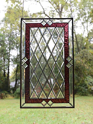 20x34 Handcrafted Stained Glass Window Panel with Beveled Glass & Copper Frame