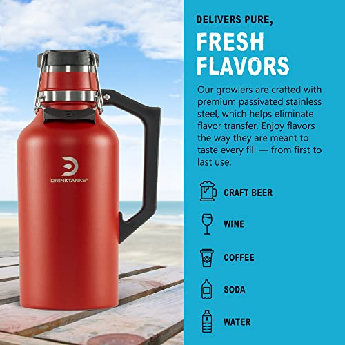 64 oz Vacuum Insulated Stainless Steel Growler - Leakproof Beer Bottle