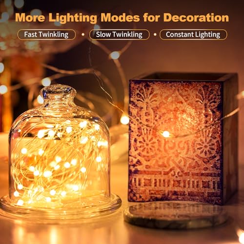 20-Pack Battery Operated LED Fairy Lights - 7ft Warm White 3-Mode Lights