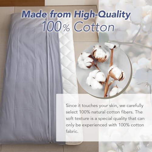 Japanese Cotton Zippered Cover for Twin Futon Mattress - White