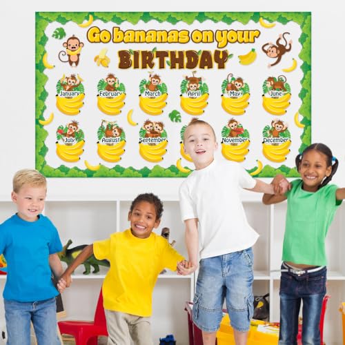 Jungle Monkey Birthday Bulletin Board Set for Classroom Wall Decor
