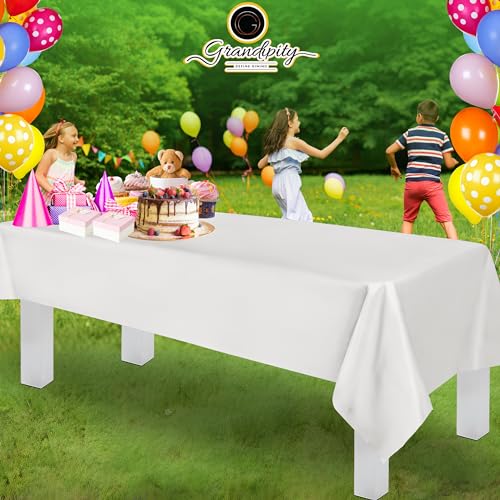 Disposable Plastic Tablecloths 54" x 108" Rectangle - 12 Pack White
