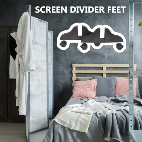 Folding Room Divider Stand with Wheels, 2-Pack Partition Screen Feet