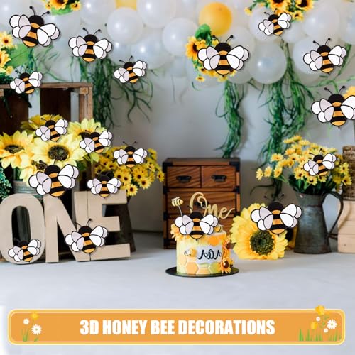 60 Pcs 3D Bee Stickers in 3 Sizes – Cute Wall Decals for Parties