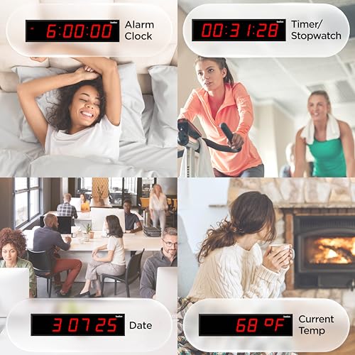 24-Inch Oversized LED Digital Wall Clock with Remote, Timer, and Temperature