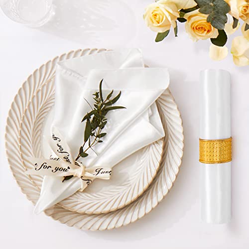 12-Pack Satin Cloth Napkins, 17x17 Inch White Washable Table Napkins