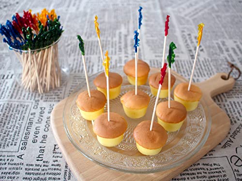 Blue Top 1000pcs Frill Toothpicks 4 Inch Cocktail Picks for Fruit & Appetizers