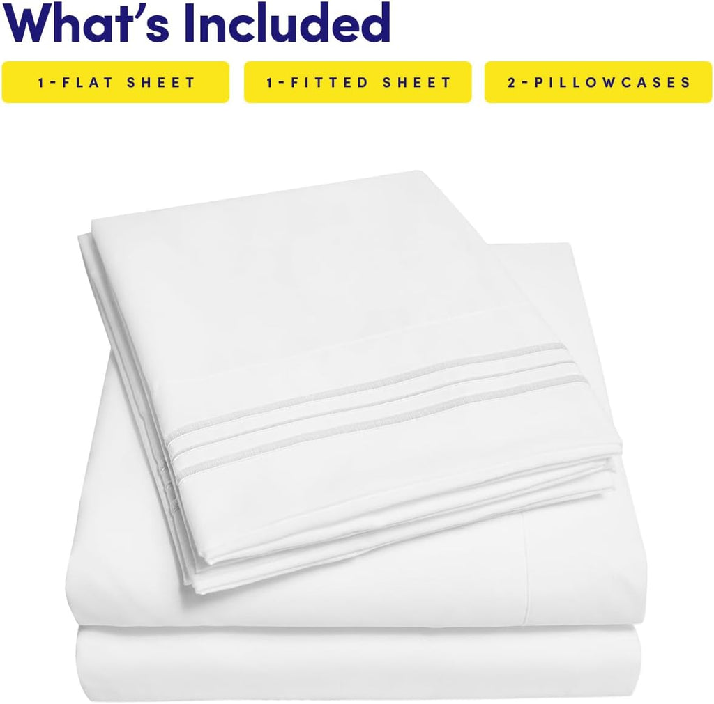 Supreme Collection Queen Sheet Sets - Luxury White Bed Sheets & Pillowcase Set | Extra Soft, Deep Pocket Design