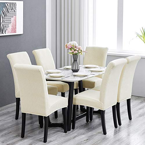 Removable Stretch Dining Chair Covers, Set of 4 - Ivory