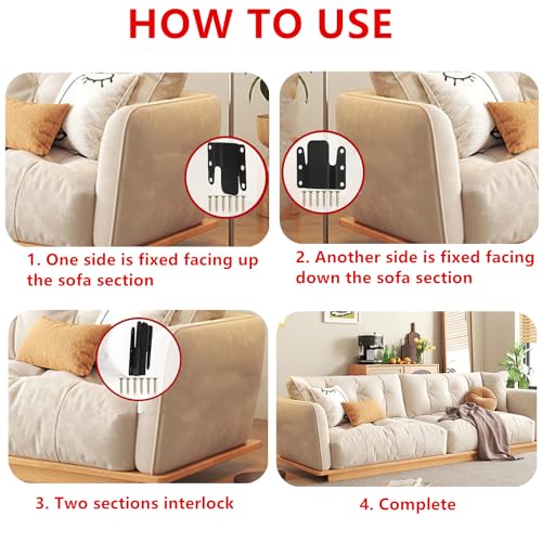 Universal Sectional Sofa Connector Brackets - 4 Sets with Screws