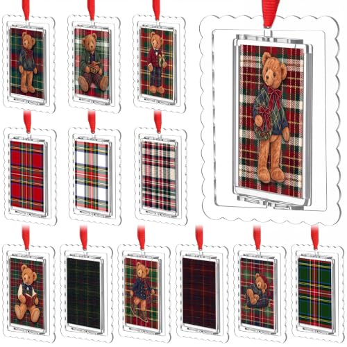 Fuutreo Wave 2x3 Inch Christmas Spinning Photo Frame Acrylic Ornament Set