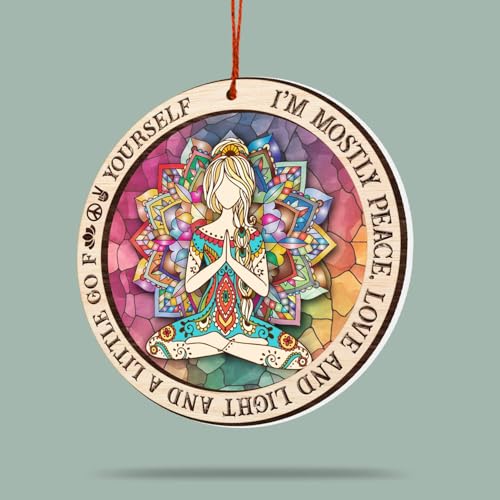 TSIMPLE Yoga Christmas Ornament 2025 - Namaste Yoga Suncatcher for Christmas Tree - Yoga Enthusiast Gift Idea