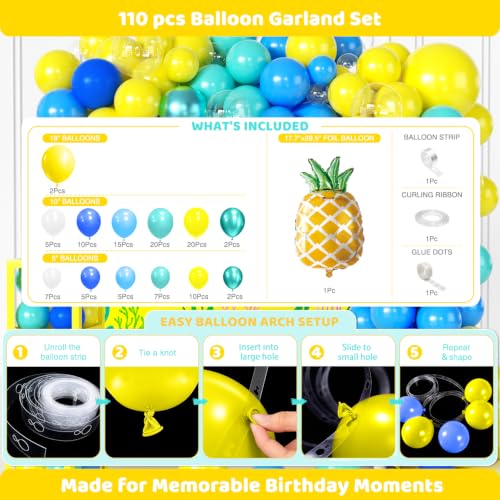Yellow Ocean Birthday Party Decorations Kit - 281 Piece Set for 24 Guests