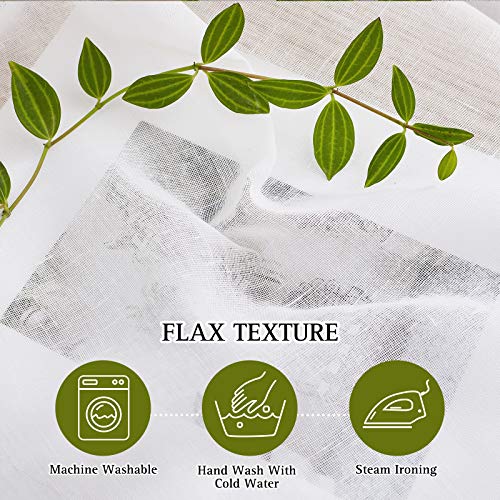 Sheer Linen Curtains Set - 84 Inch Length, 2 Panels, Light Filtering