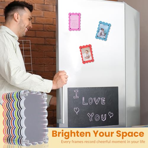 10-Pack Scalloped Acrylic Magnetic Picture Frames for Fridge - 2.36 x 3.54 Inch