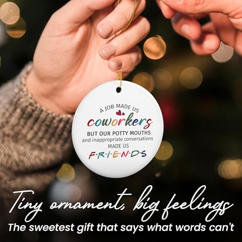 Ceramic Christmas Ornament for Coworkers, Funny Office Holiday Gift