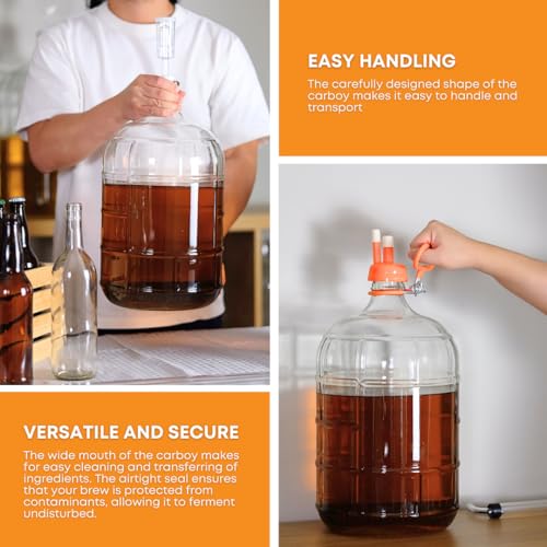 3 Gallon Glass Carboy Fermenter for Home Brewing and Wine Making