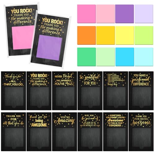 Motipuns 72 Pcs Christmas Appreciation Gifts Bulk Black Sticky Note Holder – Classic Black