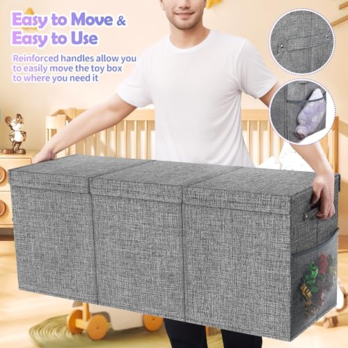 Extra Large Collapsible Toy Chest with Lids and Dividers - 40-Inch Storage
