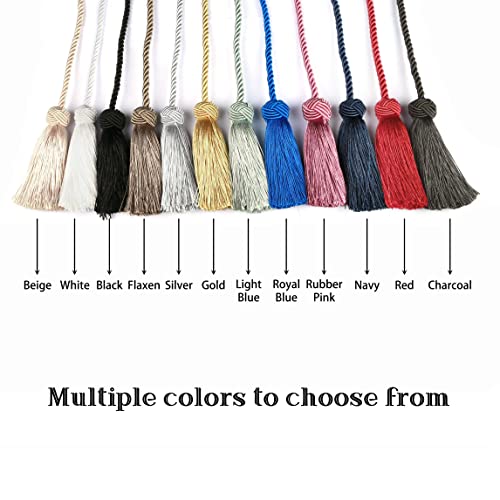 2 Pack Handmade Rope Curtain Tiebacks with Tassels, Adjustable Holdbacks