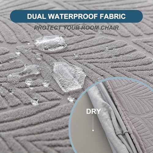Waterproof Stretch Chair Seat Covers - Set of 4 Light Gray, Fits 16-20 Inch Cushions