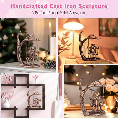 Romantic Couple Statue Anniversary Gift, Iron Sculpture Decor for Couples