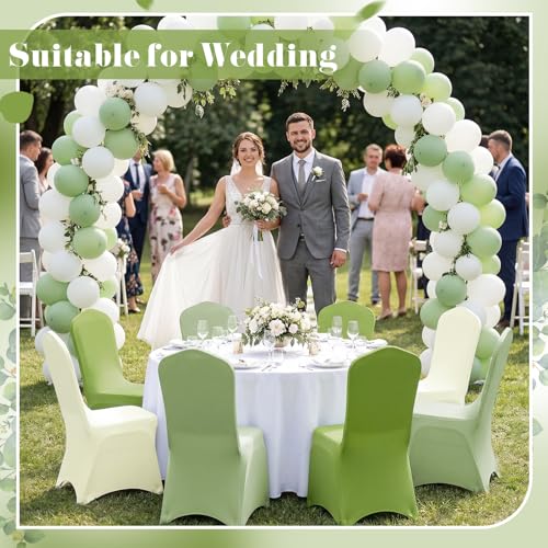 12 Pcs Sage Green Folding Chair Covers - Stretchy, Washable, Durable