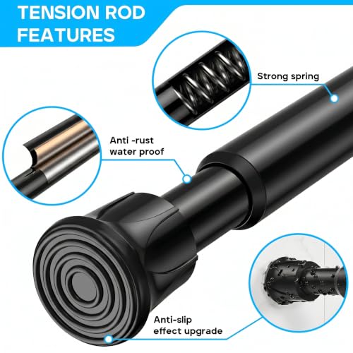 Adjustable Spring Tension Curtain Rod, 26-49 Inch No-Drill Rod for Windows