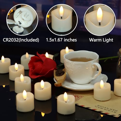 EZiKitchen 24 Pack Flameless Votive Candles - Realistic Flickering LED Tealights, 1.5x1.67 Inches, Battery Operated, Safe Decor